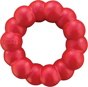 KONG Ring, Natural Rubber Dog Toy for Medium & Large Dogs, Supports Chewing Habits, Dental Health, and Playtime Instincts, Red