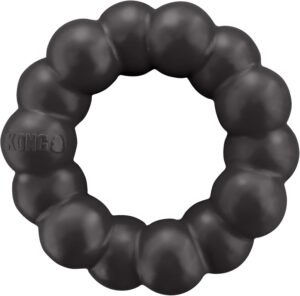 KONG Ring, Natural Rubber Dog Toy for Medium & Large Dogs, Supports Chewing Habits, Dental Health, and Playtime Instincts, Black