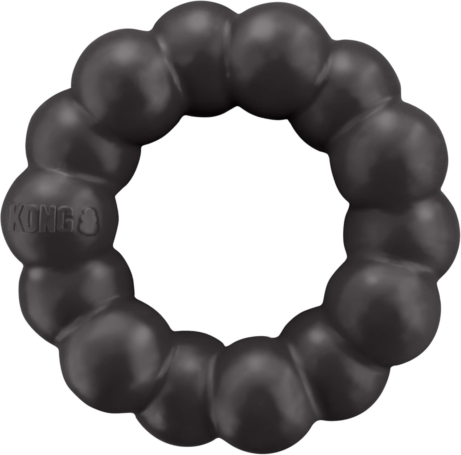 KONG Ring, Natural Rubber Dog Toy for Medium & Large Dogs, Supports Chewing Habits, Dental Health, and Playtime Instincts, Black