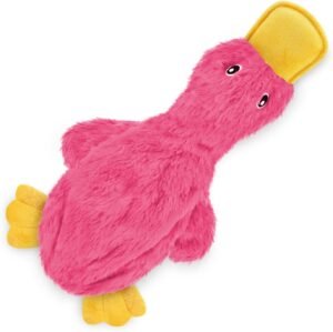 Best Pet Supplies Interactive Squeaky Dog Chew Toy, Crinkle Duck (Light Pink), Large