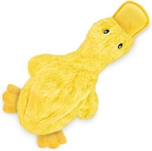 Best Pet Supplies Interactive Squeaky Dog Chew Toy, Crinkle Duck (Yellow), Large, Durable Fetch & Chew Toy for Small, Medium & Large Dogs