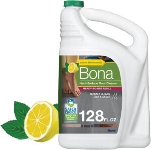 Bona Multi-Surface Floor Cleaner Refill, Lemon Mint, 128 fl oz, Residue-Free Cleaning Solution for Stone, Tile, Laminate & Vinyl Floors