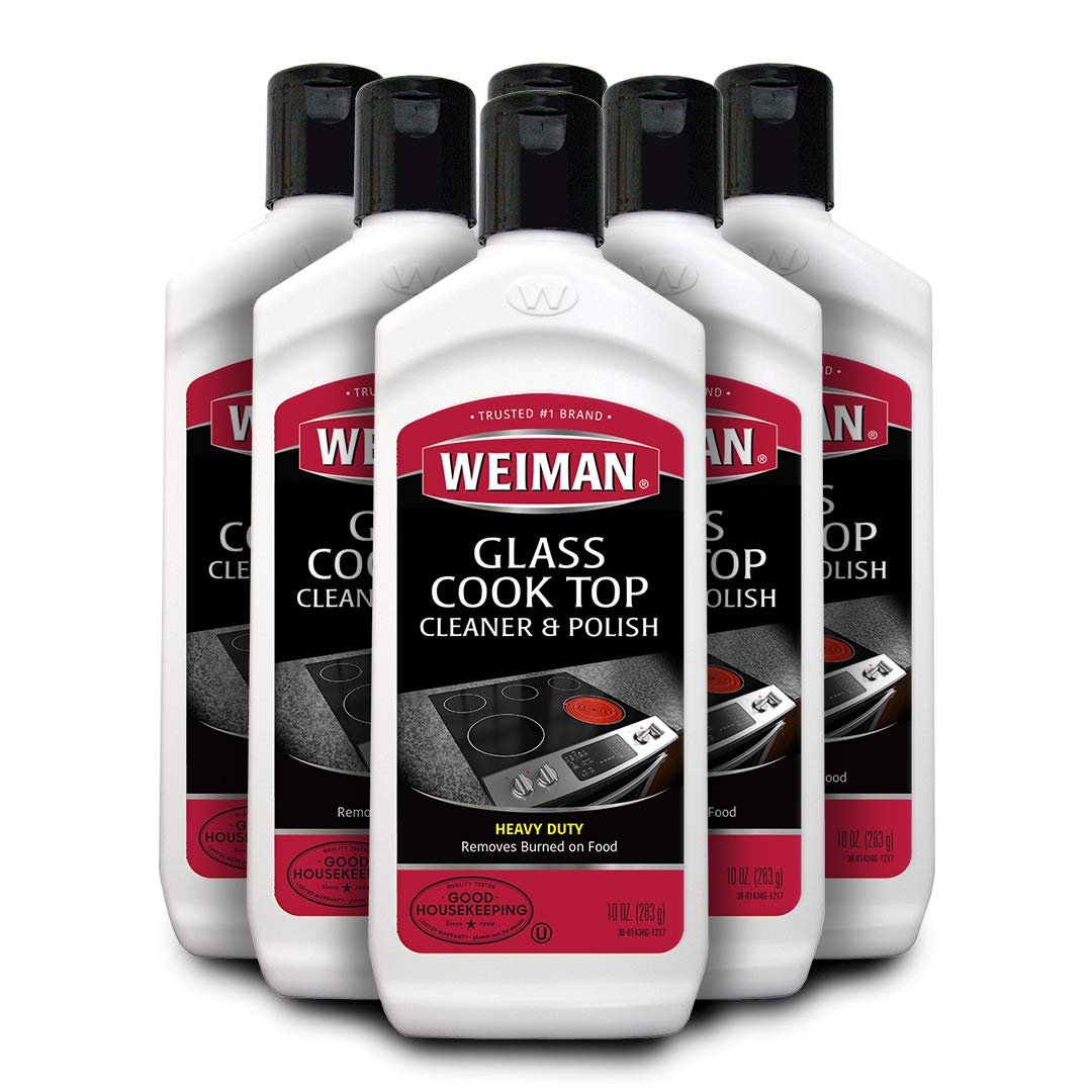 Weiman Glass Cook Top Cleaner, 10 fl oz, 6 Pack, Removes Burned-On Food & Grease