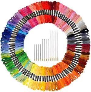 Paxcoo 124 Skeins Embroidery Floss with Needles, Cross Stitch Thread Kit