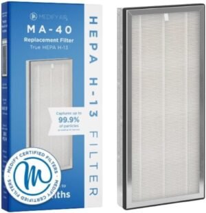Medify Air MA-40 Genuine Replacement Filter, 3-in-1 H13 HEPA & Activated Carbon, Removes Allergens, Smoke, Odors & Pet Dander