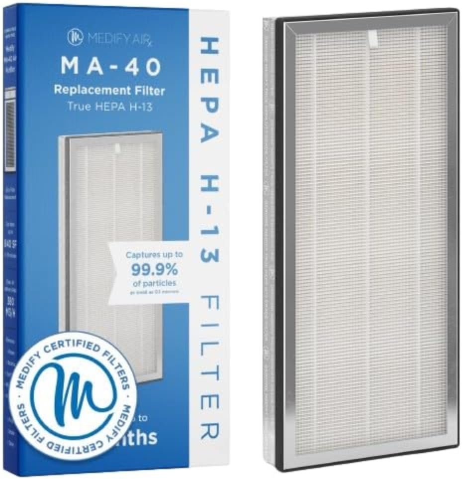 Medify Air MA-40 Genuine Replacement Filter, 3-in-1 H13 HEPA & Activated Carbon, Removes Allergens, Smoke, Odors & Pet Dander