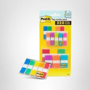 Post-it Flags Combo Pack, 4 On-the-Go Dispensers, 120 Large & 200 Small Flags, Assorted Colors (683-XL1)