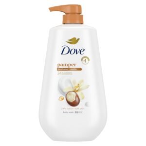 Dove Body Wash with Pump Pamper Shea Butter & Vanilla, Gently cleanses while deeply nourishing skin, 30.6 Oz