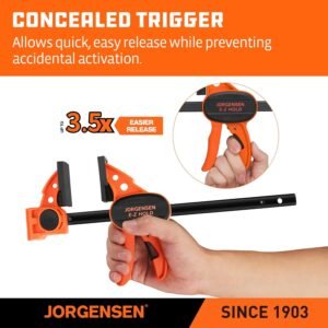 Jorgensen 6" Bar Clamps, 4-Pack – One-Hand E-Z Hold Spreader, 150 lb Capacity