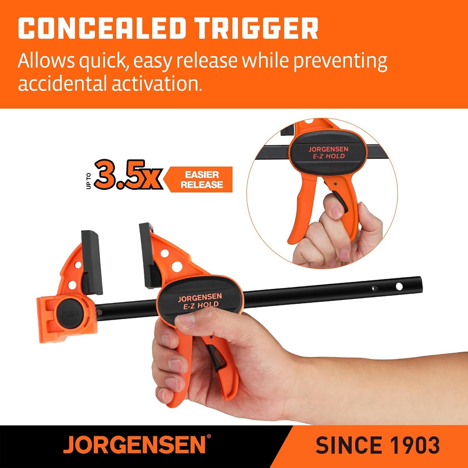 Jorgensen 6" Bar Clamps, 4-Pack – One-Hand E-Z Hold Spreader, 150 lb Capacity