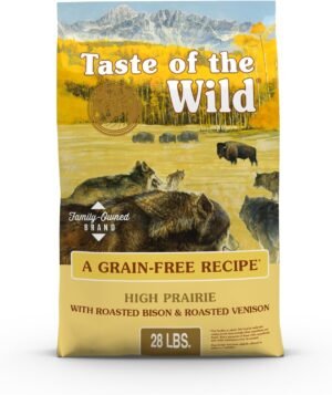 Taste of the Wild High Prairie Grain-Free Adult Dog Food, Roasted Bison & Venison, High Protein, Nutrients & Probiotics, 28 lb Bag