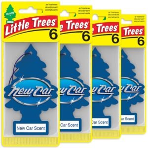 LITTLE TREES Hanging Car Air Fresheners – New Car Scent, 6-Pack (4 Count), Long-Lasting for Car & Home