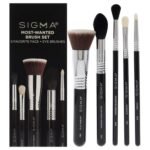 SIGMA Beauty Most Wanted Makeup Brush Set, 5 Essential Brushes for Foundation, Highlighter, Eyeshadow