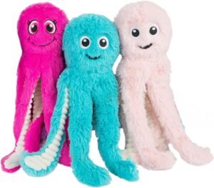 Best Pet Supplies Interactive Squeaky Dog Chew Toy, Octomutant (Fuchsia, Purple & Turquoise), Large