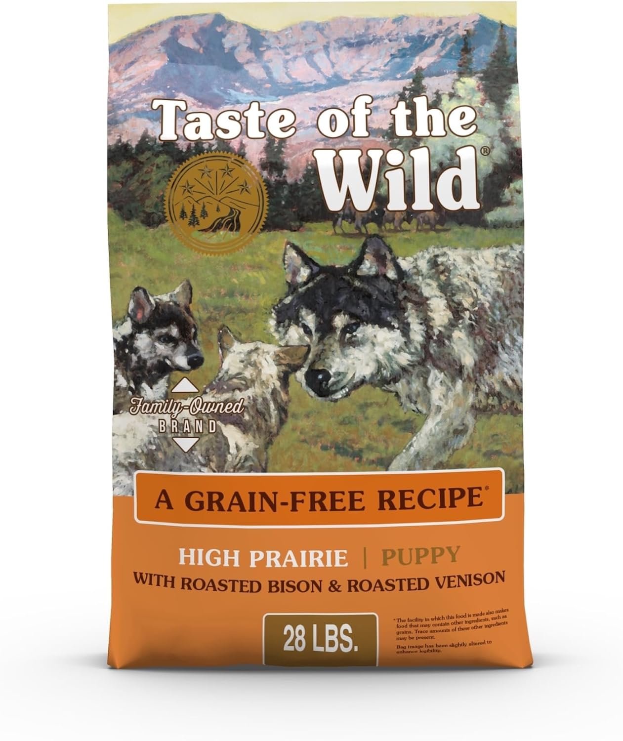 Taste of the Wild High Prairie Grain-Free Puppy Dog Food, Roasted Bison & Venison, High Protein with Probiotics, 28 lb Bag