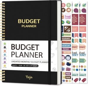Budget Planner 2026, Monthly Expense Tracker & Finance Organizer, Black
