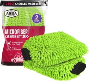 AIDEA 2-Pack Microfiber Car Wash Mitts, Scratch-Free Chenille, Lint-Free, 7.1" x 10.1"