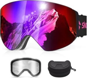 OTG Ski & Snowboard Goggles, Over-Glasses, 2 Detachable UV400 Anti-Fog Lenses, Adult Unisex