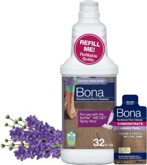 Bona Hardwood Floor Cleaner, Lavender Thyme, 64 fl oz, Compatible with Swiffer WETJET Spray Mop