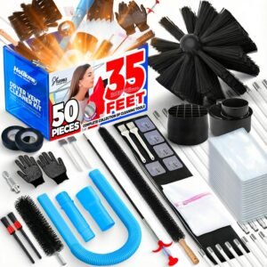 Holikme 50-Piece Dryer Vent Cleaning Kit, 35 ft, Includes Vent Brush, Omnidirectional Lint Vacuum Attachment & Lint Trap Brush