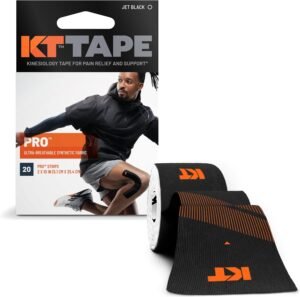 KT Tape Pro Synthetic Kinesiology Athletic Tape, 20 Count, 10” Precut Strips for Muscle & Joint Support