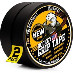 Hockey Tape 1" Black Grip Tape, 2 Rolls, Water-Resistant Multipurpose Cloth for Sports & Gear