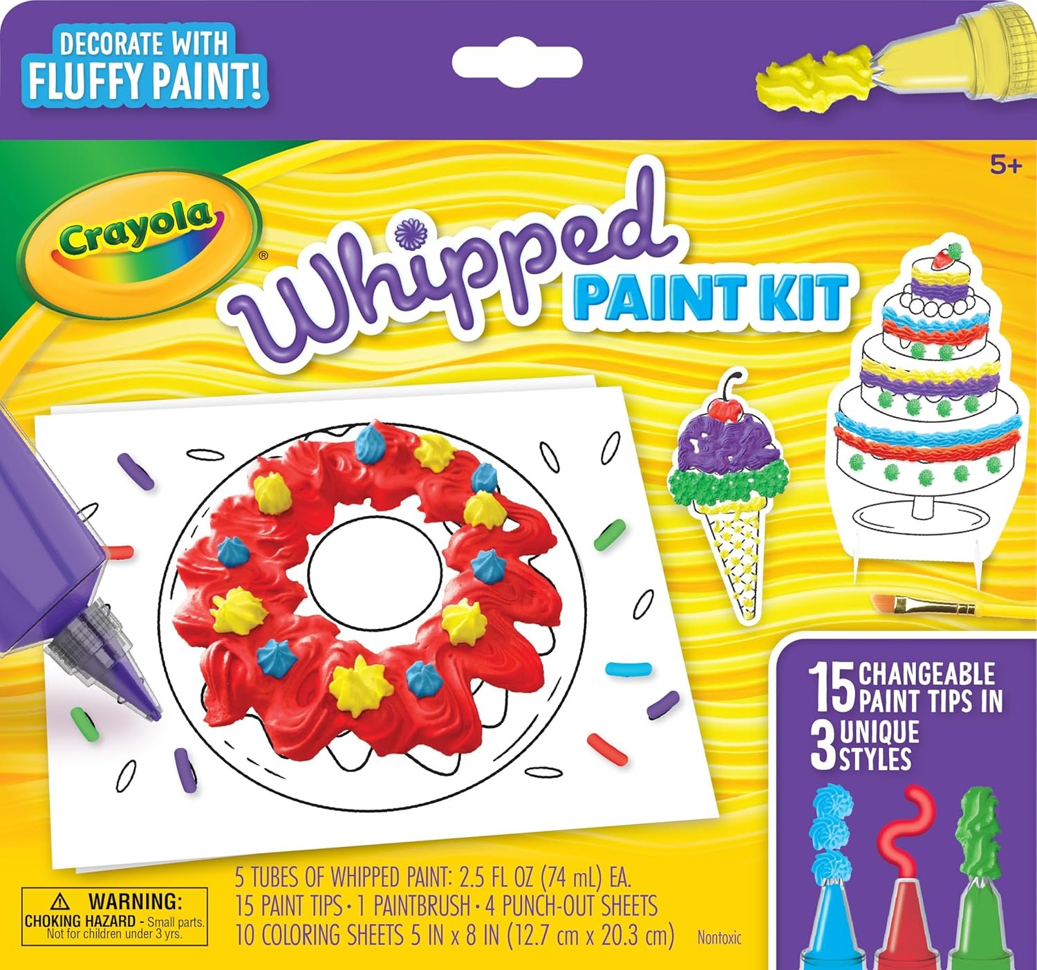 Crayola Whipped Paint Kit, 3D Puff Paint Set with 3 Textures for Kids Ages 5+