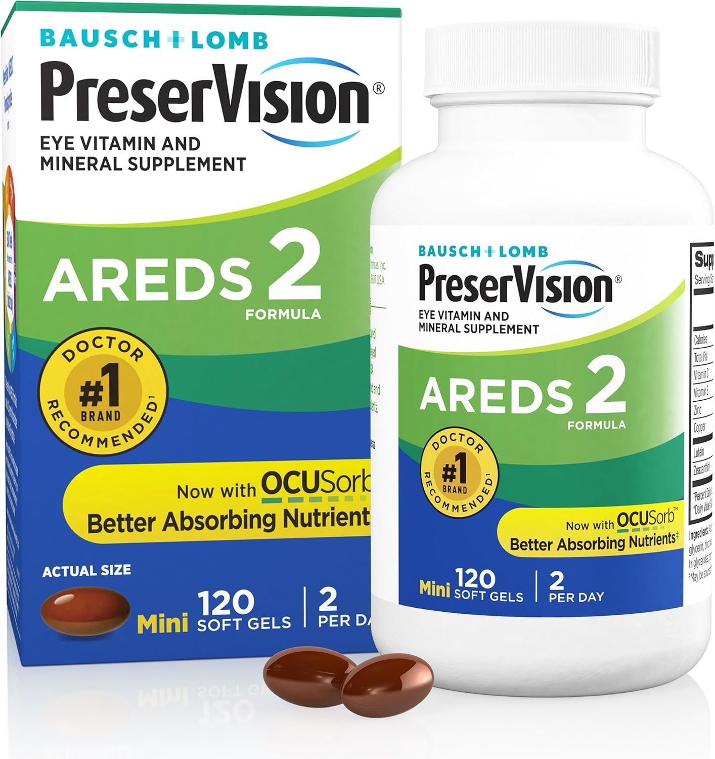 PreserVision AREDS 2 Eye Vitamins, 120 Softgels, Lutein & Zeaxanthin Supplement with Vitamins C & E, Zinc & Copper